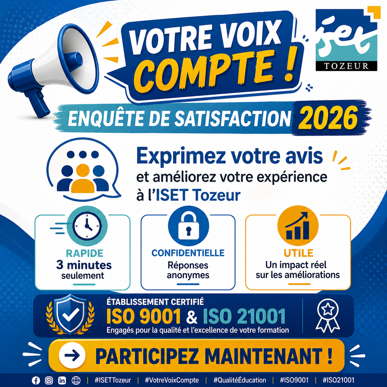 ENQUÊTE DE SATISFACTION 2026